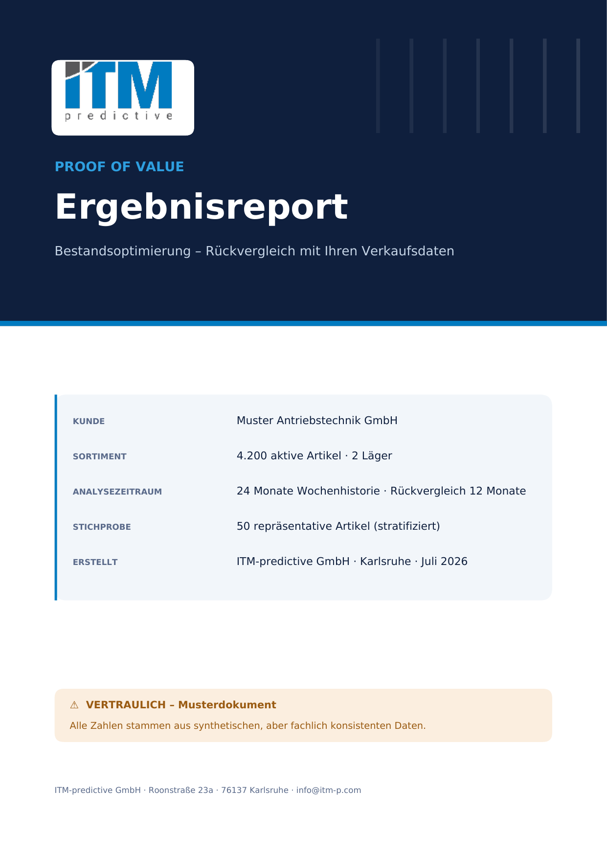 Deckblatt des Muster-Ergebnisreports